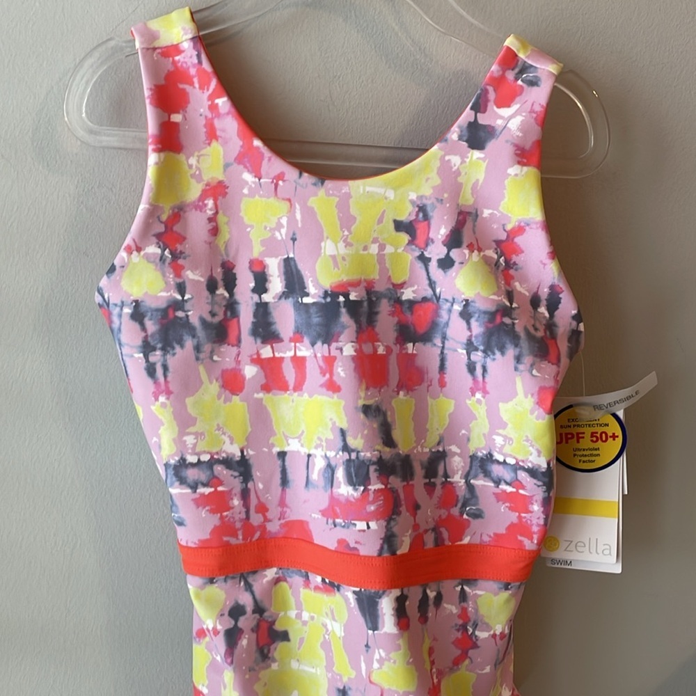 Zella Kids One-Piece Swimsuit in Pink, Yellow, Coral - Picture 2 of 8